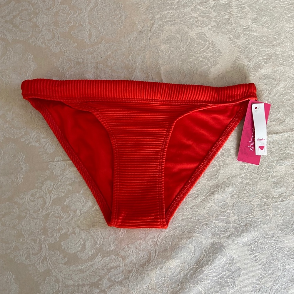 Juniors’ Ribbed Cheeky Bikini Bottom